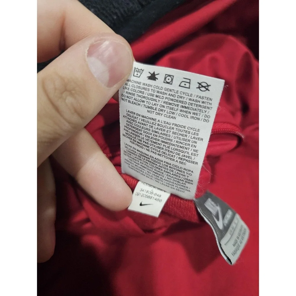 Nike Jacket Youth Large 14-16 Red Black Reversible Fleece Puffer Hooded